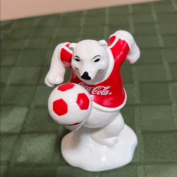 1995 Coca-Cola Polar Bear with Red Soccer Jersey 4.5 inches - Picture 4 of 8